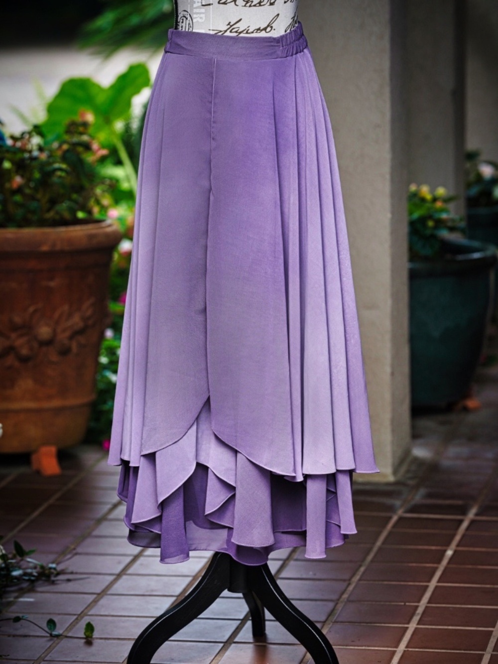 1990s Suzanne Purple Chiffon Top & Skirt Set – Size Small